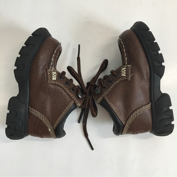 Carter's Baby Boy's Brown Faux Leather Chunky Platform Lace Up Ankle Boots - Picture 11 of 14